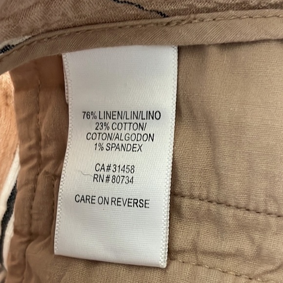 BCBGMAXAZRIA TAN AND BLACK PINSTRIPED SHORTS Sz 6 Symone Linen The Short Shorts - Picture 6 of 8